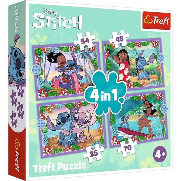 Puzzle 4w1 Szalony dzień Lilo & Stitch 35,48,54,70 elementów