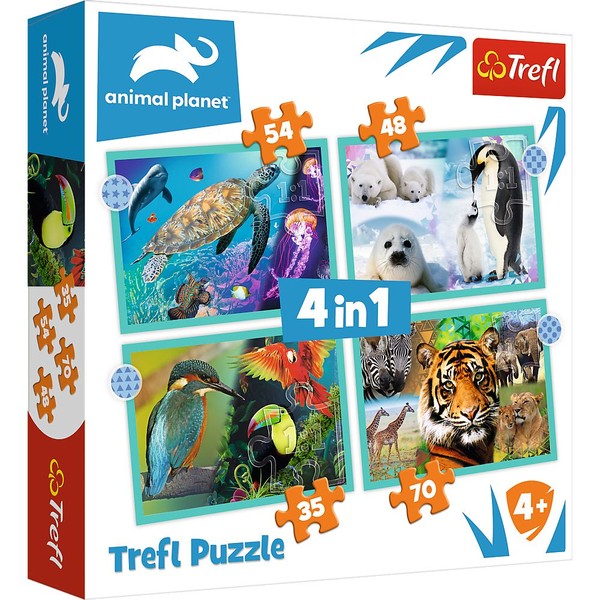 Puzzle 4w1 Tajemniczy świat zwierząt 35, 48, 54 i 70 elementów