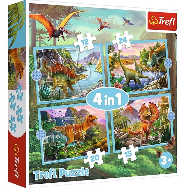 Puzzle 4w1 Wyjątkowe dinozaury 12, 15, 20 i 24 elementy