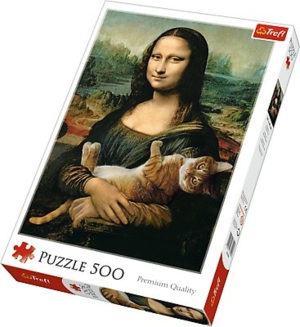 Puzzle Mona Lisa i kot Mruczek 500 elementów