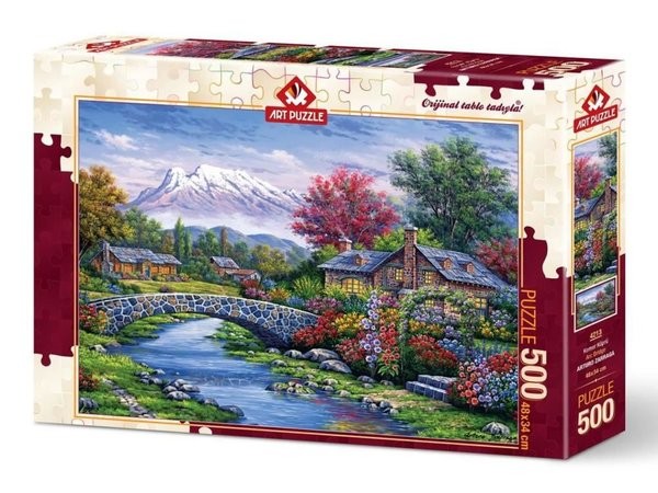 Puzzle Piękna chatka nad rzeką 500 elementów