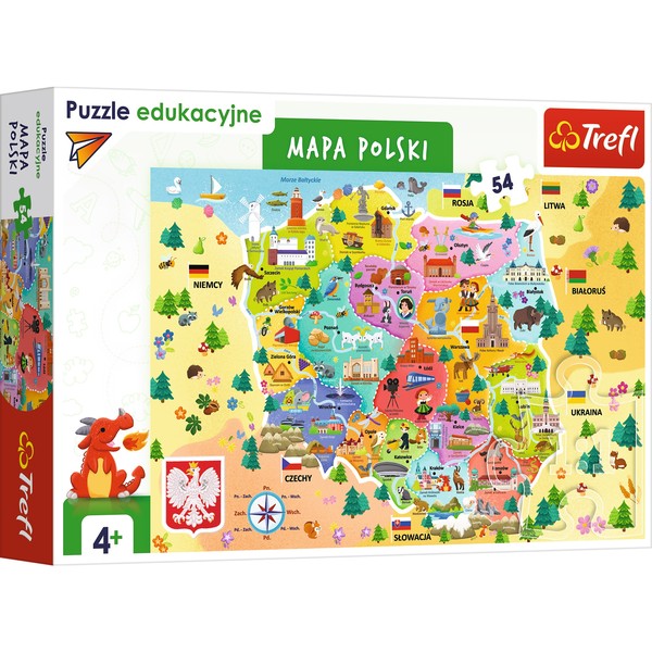 Puzzle Edukacyjne Mapa Polski 54 elementy