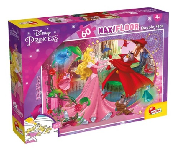 Puzzle dwustronne Maxi podłogowe Disney Księżniczki Śpiąca Królewna 60 elementów