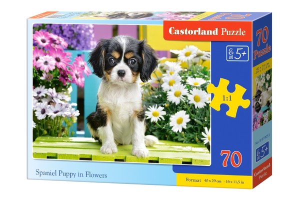 Puzzle Spaniel w kwiatach 70 elementów