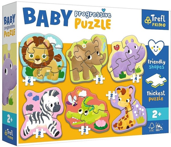 Puzzle Baby Progressive Safari 2, 3, 4, 5, 6 elementów