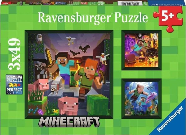 Puzzle dla dzieci Minecraft 3x49 elementów