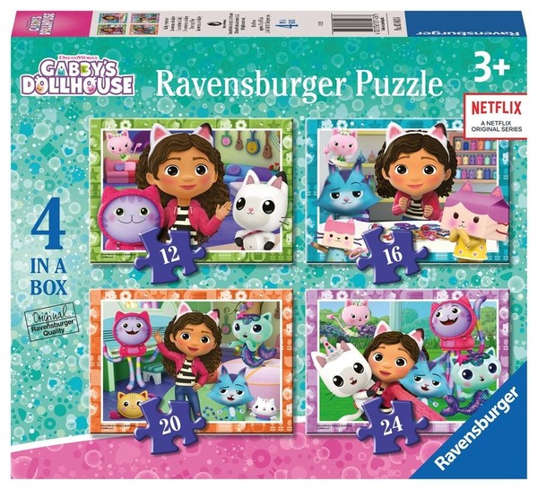 Puzzle dla dzieci 4w1 Koci Domek Gabi 12, 16, 20 i 24 elementy