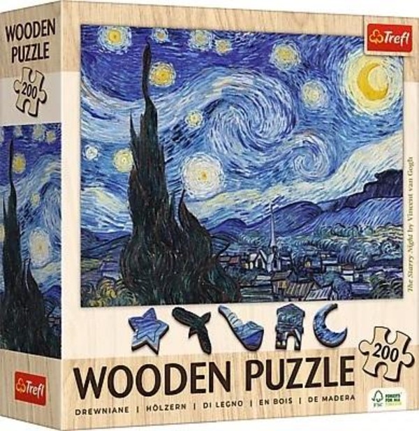 Puzzle drewniane Gwiaździsta Noc Vincent Van Gogh 200 elementów