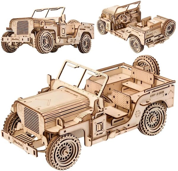 Puzzle Drewniane 3D - Pojazd Wojskowy Jeep