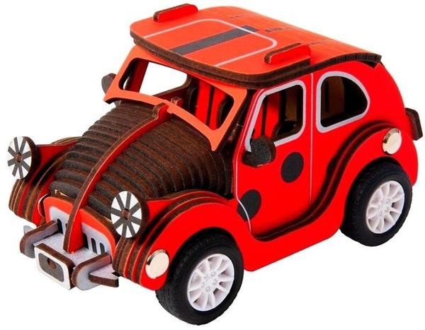 Puzzle drewniane 3D Samochód Beetle 65 elementów