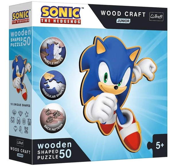 Puzzle drewniane Sprytny Sonic 50 elementów