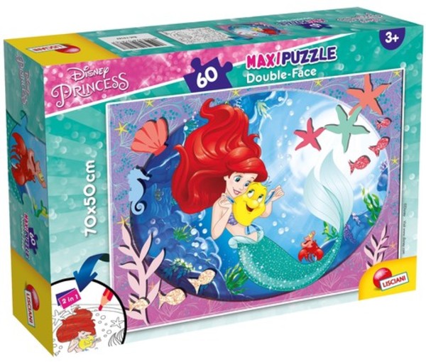 Puzzle dwustronne maxi Księżniczka Ariel 60 elementów