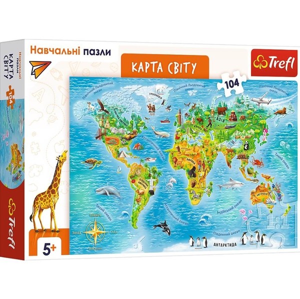 Puzzle edukacyjne Mapa świata (wersja ukraińska) 104 elementy