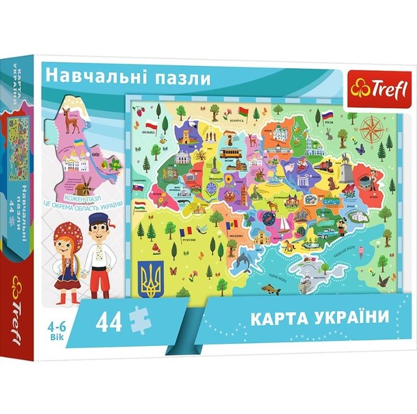 Puzzle edukacyjne Mapa Ukrainy (wersja ukraińska) 44 elementy
