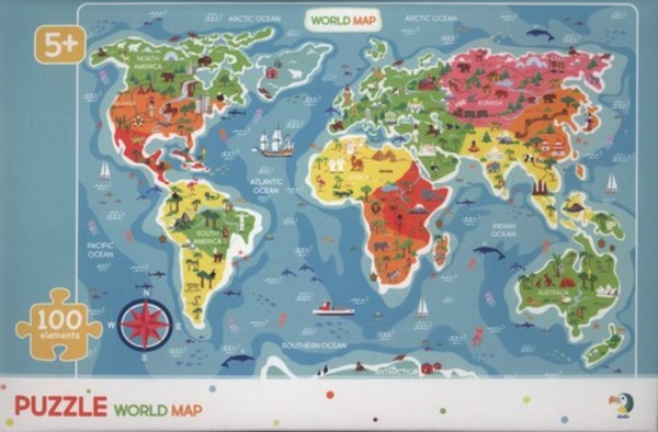 Puzzle Piankowe Mapa świata 100 elementów