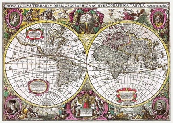 Puzzle Mapa Ziemi 1630 rok 2000 elementów