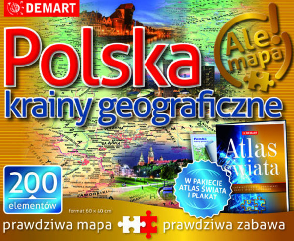 Puzzle Polska-krainy geograficzne 200 elementów + atlas