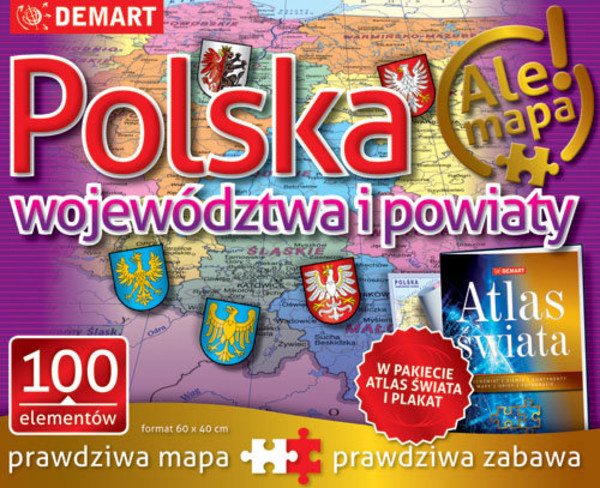 Puzzle Polska województwa i powiaty +atlas 200 elementów