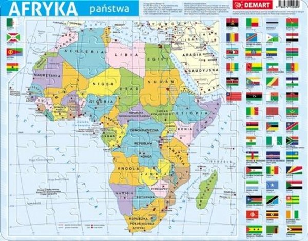 Puzzle ramkowe Mapa polityczna Afryka - 72 elementy