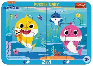 Puzzle Ramkowe Baby - Wesołe Rekiny. Baby Shark 4 i 6 elementów