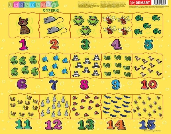 Puzzle ramkowe - Cyferki dla dzieci -72 elementy