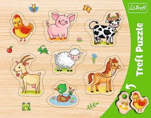 Puzzle ramkowe układanki kształtowe - Zwierzęta na wsi