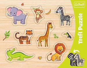 Puzzle ramkowe układanki kształtowe zwierzęta egzotyczne