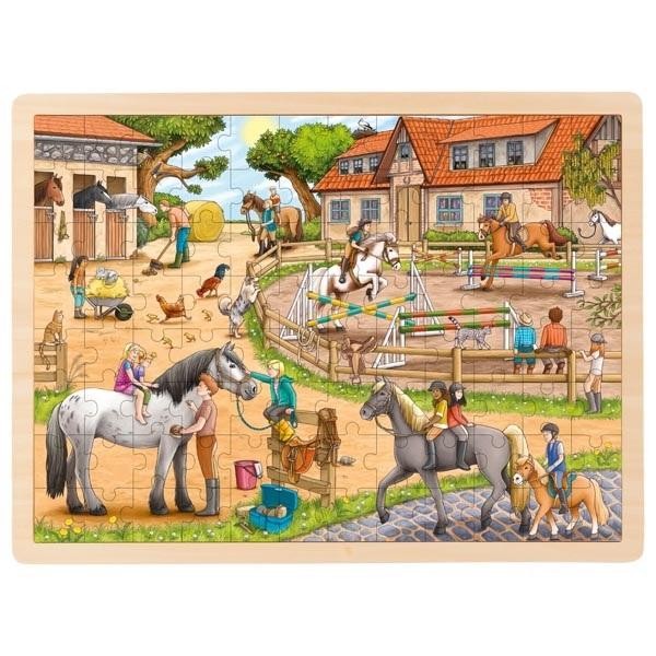 Puzzle drewniane Szkółka Jeździecka 96 elementów