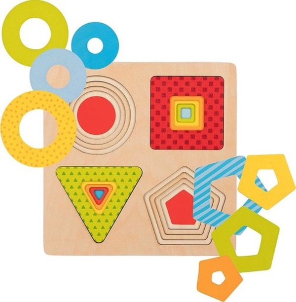Puzzle warstwowe 4 kształty geometryczne - 16 elementów