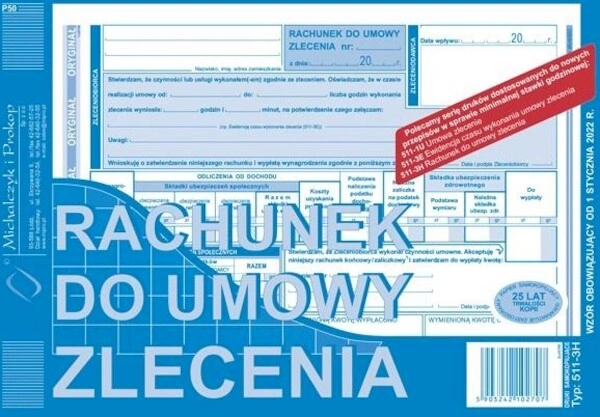Rachunek do umowy zlecenia A5 511-3H