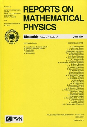 Reports on Mathematical Physics 77/3 2016