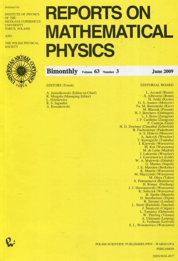 Reports on Mathematical Physics 79/3 2009