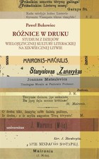 Różnice w druku - pdf Studium z dziejów wielojęzycznej kultury literackiej na XIX-wiecznej Litwie
