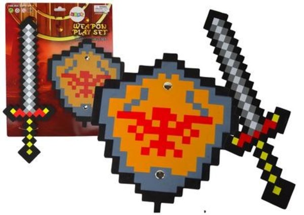 Rycerski miecz i tarcza pikselowe z pianki