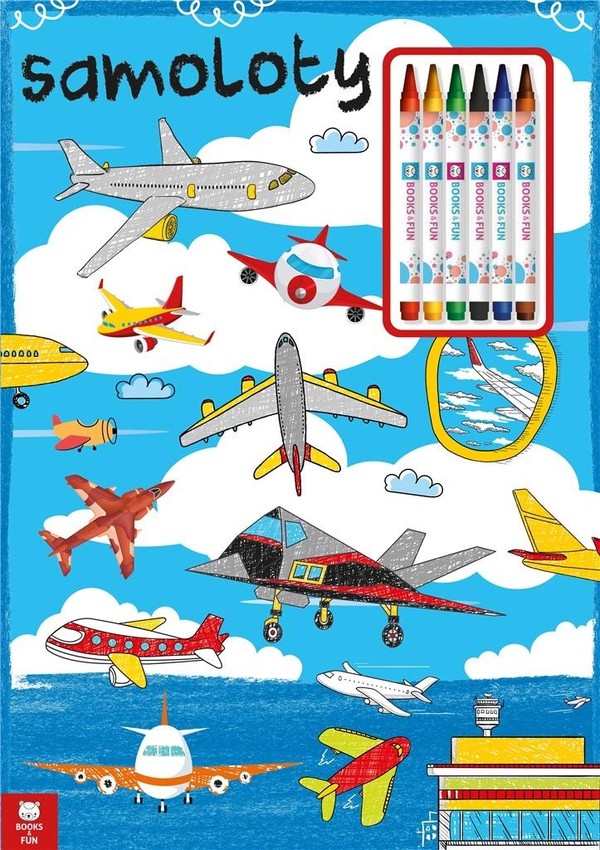 Samoloty Kolorowanka z kredkami