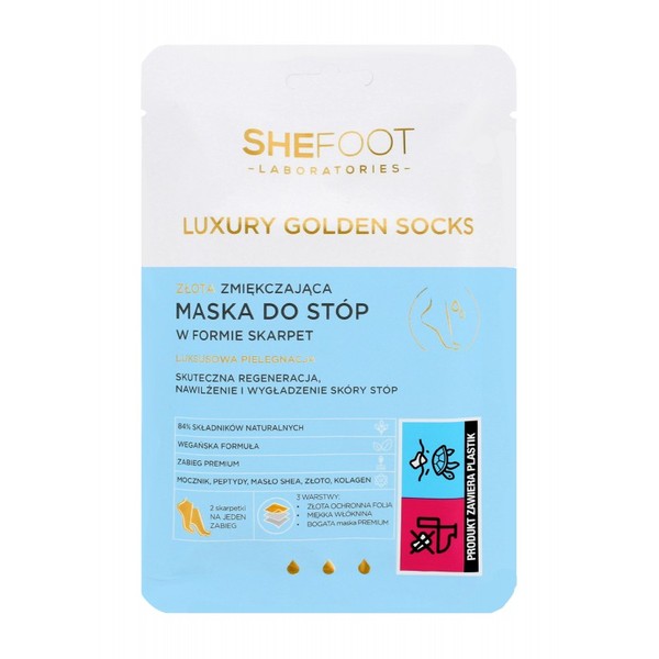 Luxury Golden Socks Złota zmiękczająca maska do stóp w formie skarpetek
