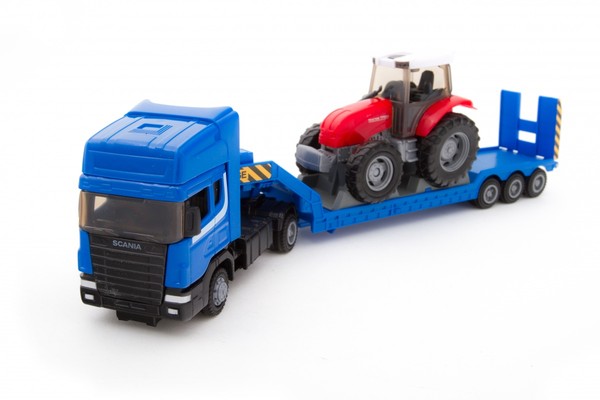 Teama samochód ciężarowy Scania z traktorem na lawecie Skala 1:48