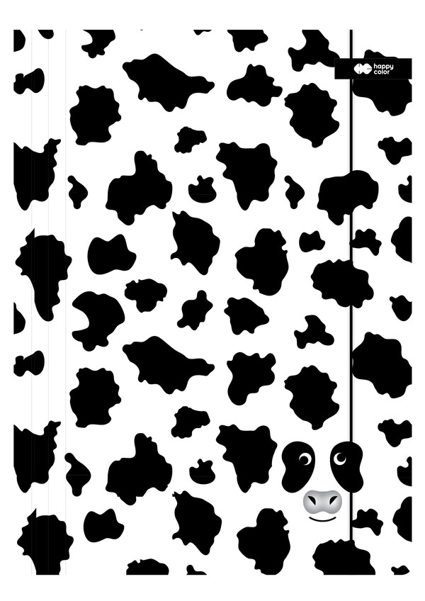 Teczka a4+ kartonowa z gumką black&white krowa happy color