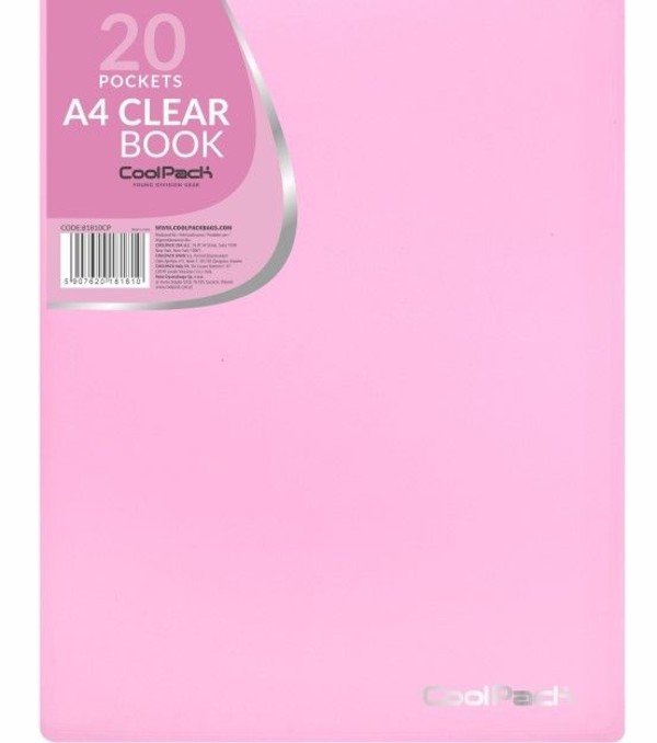 Teczka clear book a4 coolpack pastel 20 koszulek róż