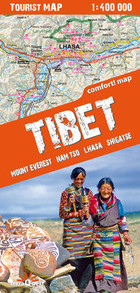 Tibet, Mount Everest, Nam tso, Lhasa, Shigatse Tourist Map 1:400 000