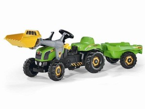 Traktor Rolly zielony z łyżką i przyczepą