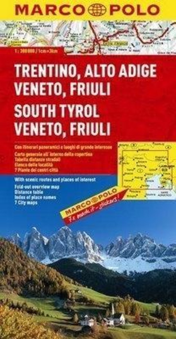 Trentino, Alto Adige, Veneto, Friuli mapa Marco Polo, South Tyrol Veneto, Friuli - mapa Marco Polo