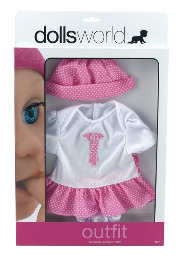 Ubranko Deluxe dla lalki 41 cm biało różowe z czapeczką