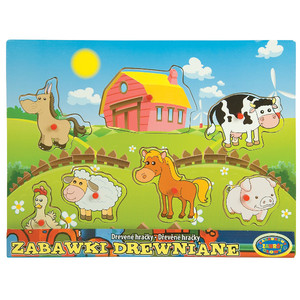 Puzzle Ukadanka drewniana Zwierzęta Farma 7 elementów