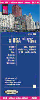 USA Mittlerer Westen Autokarte / USA środkowo-zachodnie Mapa samochodowa Skala 1:1 250 000