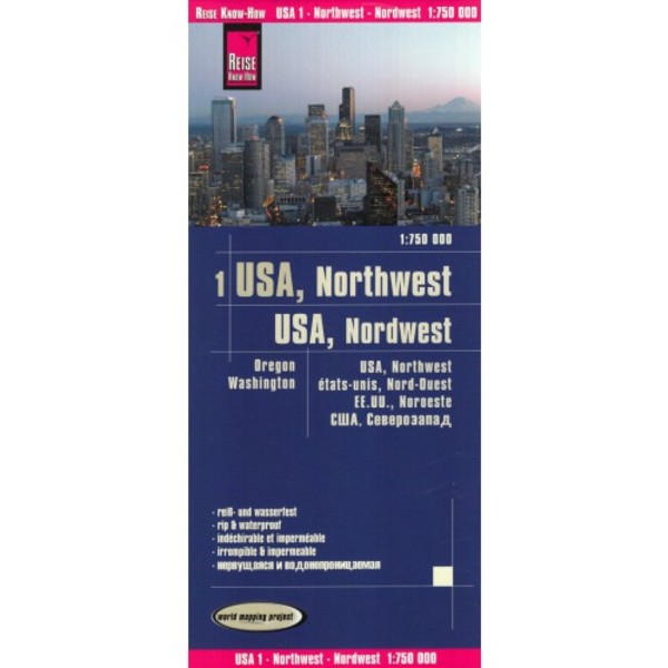 USA Nordwest Autokarte / USA północny zachód Mapa samochodowa Skala 1:750 000