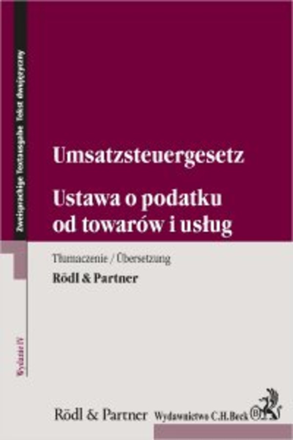 Ustawa o podatku od towarów i usług. Umsatzsteuergesetz - pdf
