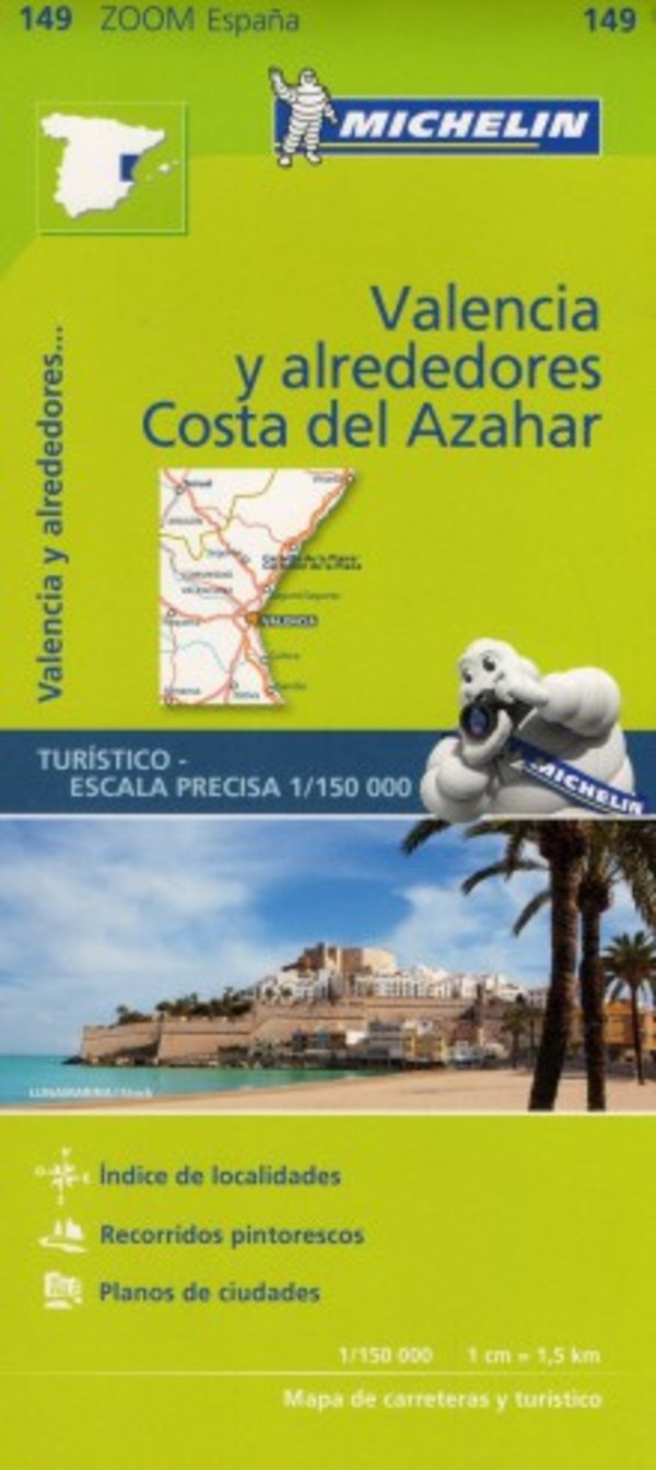 Valencia y alrededores, Costa del Azahar mapa del coche / Valencja i okolice, Costa del Azahar Skala: 1:150 000