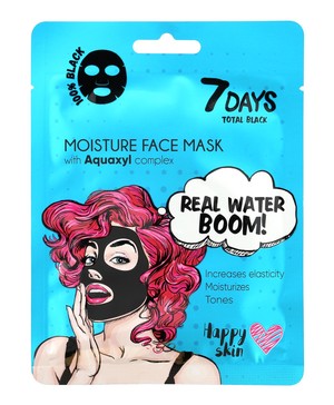 7 Days Total Black Real Water Boom! Maska na twarz nawilżająca