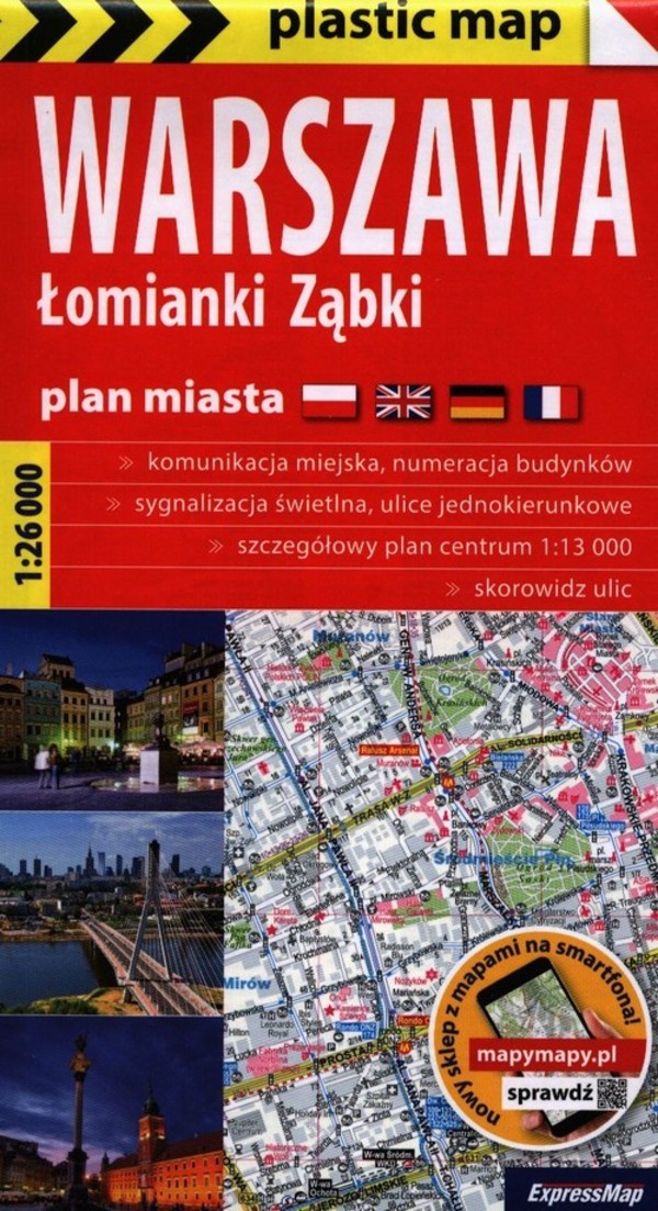 Warszawa Plan Miasta Skala 1:26 000, plastic map